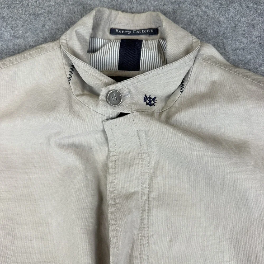 Henry Cottons Men Beige Safari Utility Jacket Blazer Size 100 Large Cotton Coat